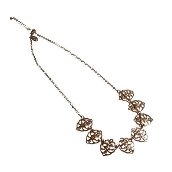 Vintage Charming Charlie Gold Tone Floral Necklace Adjustable Chain Link Gift - Picture 2 of 4